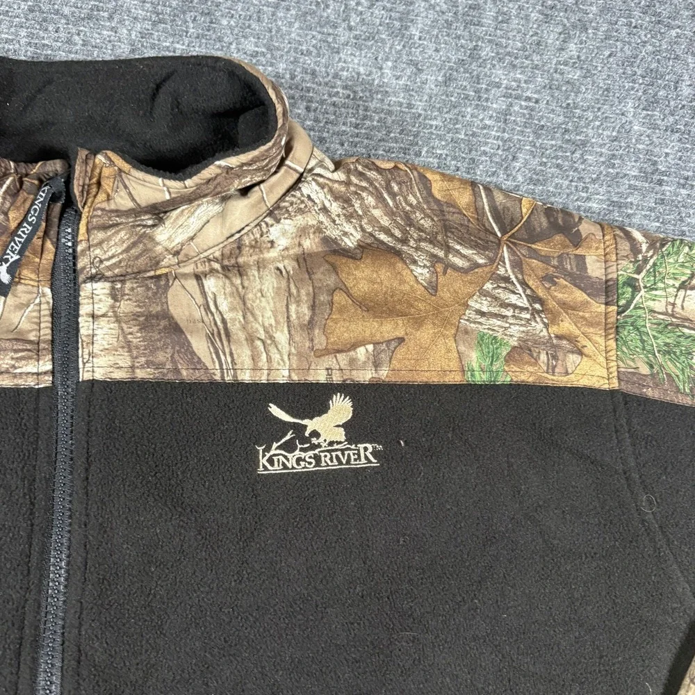 Kings River Mens 2XL Fleece Jacket Full Zip Camo Black Colorblock Outdoor 4384